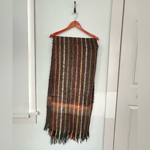 Vintage stripe 100% alpaca asymmetrical felted ruana / poncho / shawl - Picture 5 of 5